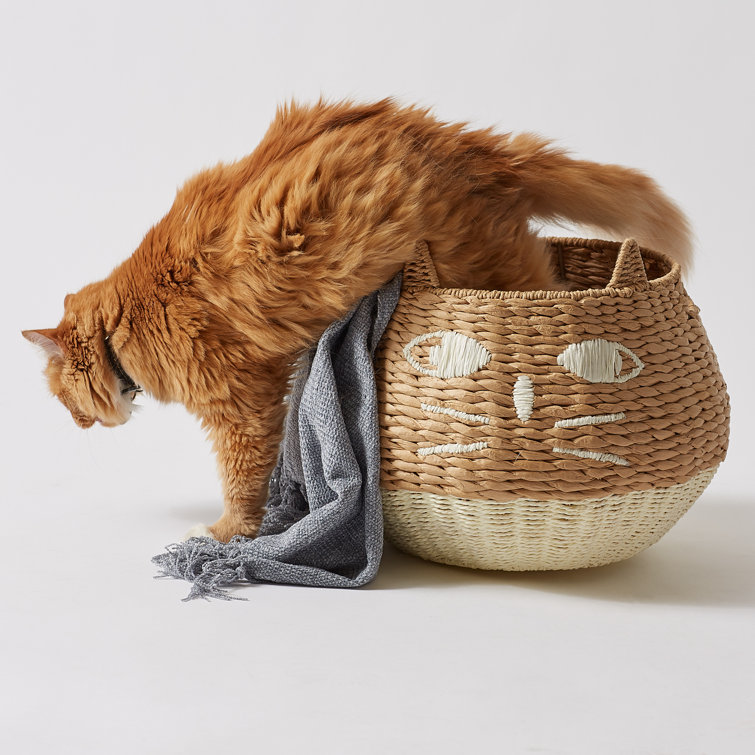 Cat shaped wicker basket sale